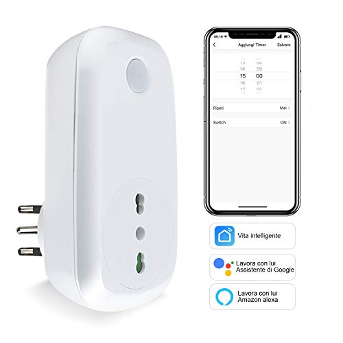 Presa Intelligente Wifi Italiana Smart Plug Spina Energy Monitor 16A 3600W, EXTRASTAR Funzione di Timer Compatibile con Amazon Alexa, Google Assistant e IFTTT, Controllo Remoto via Andriod iOS App.