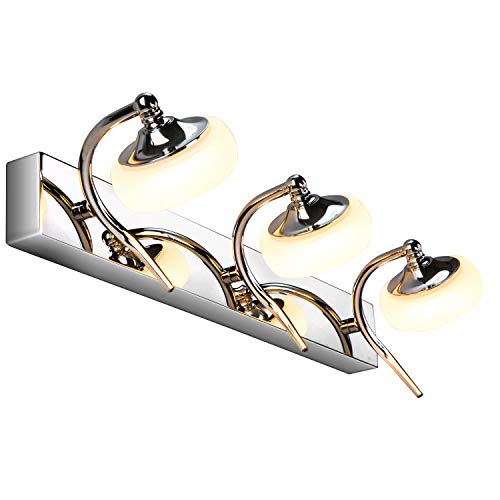Qucover Luce Specchio LED Bagno 20W, Lampada Parete da Specchio 45 cm, Applique per Bagno per Armadio Trucco in Acciaio & Acrilico, Girevole a max. 180 Gradi, Bianco Caldo