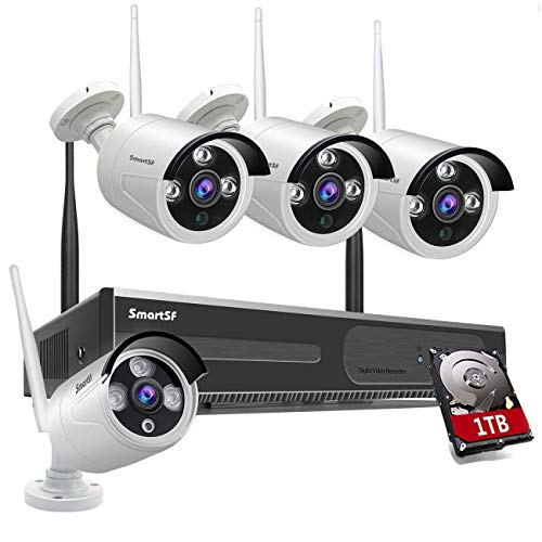 Sistema di videosorveglianza domestica senza fili del sistema della videocamera di sorveglianza kit, con visione notturna,1080p 8CH NVR con HDD da 1 TB adatto per casa/ufficio