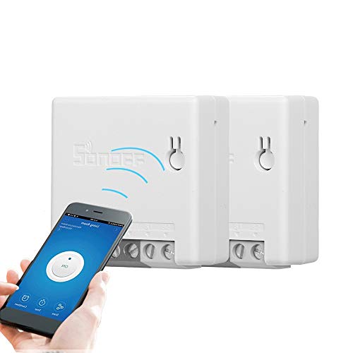 SONOFF Mini R2 Interruttore WiFi 2 Pezzi, Fai-da-Te Interruttore Alexa Smart Switch Telecomando per Elettrodomestici, Controllo Vocale Funziona con Alexa Google Home Nest IFTTT
