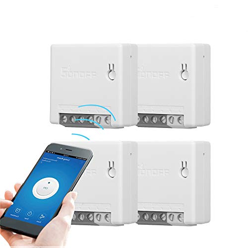 SONOFF Mini Smart Switch 4 Pezzi, Fai-da-Te Interruttore Telecomando per Elettrodomestici Funziona con Alexa Google Home