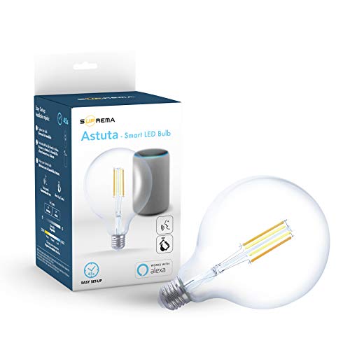 Suprema Astuta - Lampadina Globo LED a filamento E27 Smart, compatibile e certificata Alexa, dimmerabile, con tonalità di luce regolabile da bianco caldo a bianco freddo