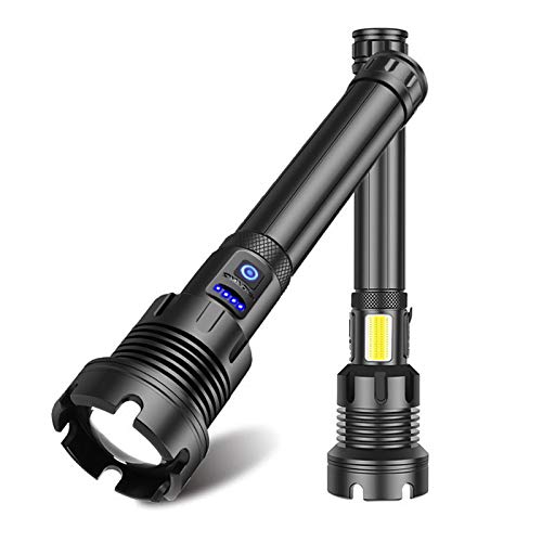 Torcia LED ad alta potenza da 20000 lumen XHP90 Torcia USB ricaricabile con batterie 18650 7 Modalità di illuminazione Lampada torcia tattica impermeabile zoomabile escursionismo, campeggio.