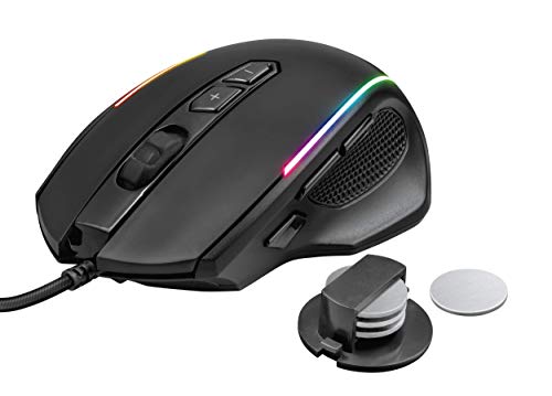 Trust GXT 165 Celox Mouse Gaming RGB di Alta Precisione con 8 Pulsanti Programmabili e Peso Regolabile, Nero