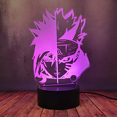 Uzumaki Naruto Uchiha Sasuke Modello Lampada da Scrivania, Lampada Giapponese Anime USB Lava Decor Torcia RGB Casa Camera Da Letto Decorazione Calda Lampadine Miglior Regalo di Compleanno