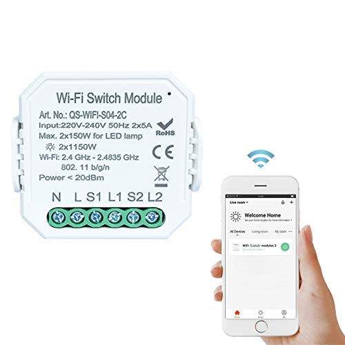 WiFi Smart Light Switch Modulo interruttore fai-da-te Smart Life/Tuya APP Telecomando, Lavorare con Alexa Echo Google Home (2c switch)