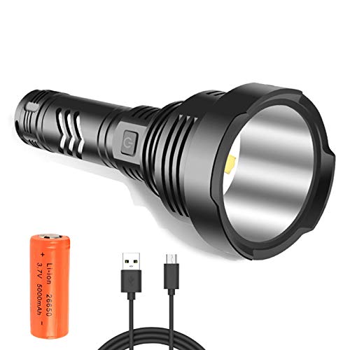 XHP90 Torcia LED Alta Potenza Professionale, Super Luminoso 10000 Lumen, Ricaricabile USB, Impermeabile, 5 Modalità, Indicatore di Energia, per caccia di emergenza Escursionismo in campeggio