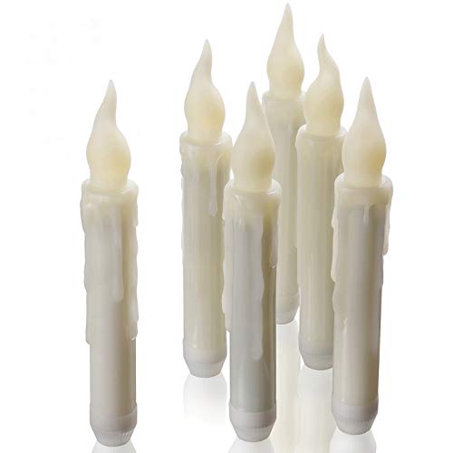 Ymenow - Set di 6 candele a LED senza fiamma, a batteria, con telecomando, per feste, Natale, Natale, Capodanno, casa, feste di matrimonio, decorazione – bianco caldo