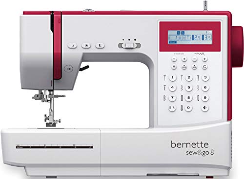 Bernette Sew & GO 8 - Macchina da cucire elettrica con 197 punti di cucito (utili, elastici, ornamentali), Quilt e patchwork, cucitura Automatica, display multifunzione - Cucito Swiss Design