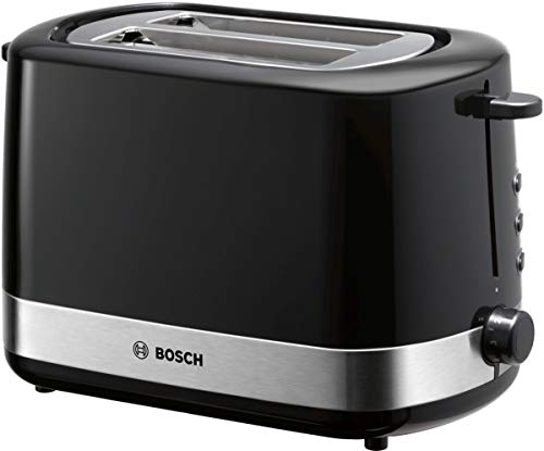 Bosch TAT7403 - Tostapane compatto con funzione scongelamento/scongelamento, centraggio automatico del pane, spegnimento automatico, 800 W, colore: Nero