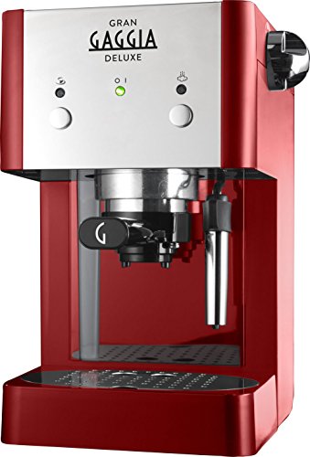 Gaggia GranGaggia Deluxe Red, Macchina Manuale per il Caffè Espresso, per Macinato e Cialde, 15 bar, Colore Rosso, RI8425/22
