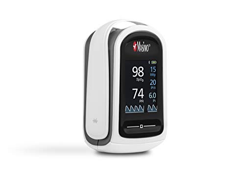 Masimo MightySat - Saturimetro digitale da dito | Misura e Registra i Valori Fisiologici | Saturazione Ossigeno | Frequenza Cardiaca e Respiratoria | Bluetooth | Compatibile iOS e Android | Bianco