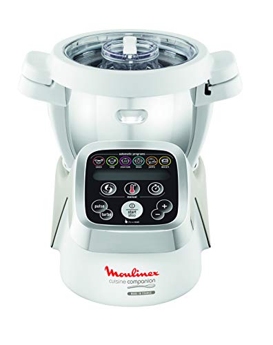 Moulinex HF802AA1 Cuisine Companion Robot da Cucina Multifunzione con 6 Programmi Automatici, 1550 watt, Bianco/Argento