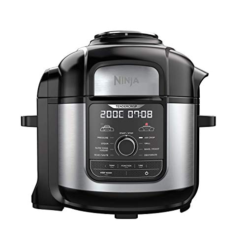 Ninja Multi Cooker Multicooker Max OP500EU, Brushed Stainless Ceramic Coated Cooking Pots/Plastic, Steel/Black