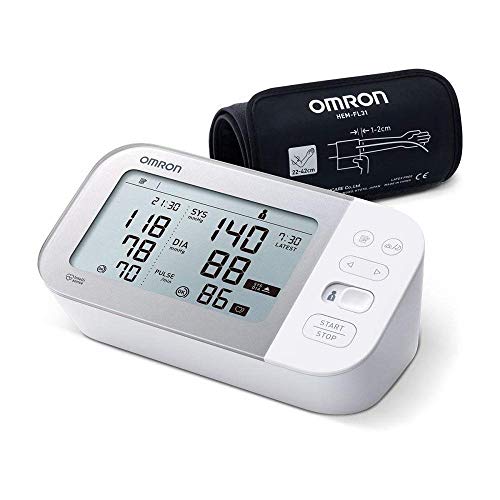 OMRON X7 Smart Misuratore di Pressione da Braccio, Rilevatore di Fibrillazione Atriale, Bluetooth e Bracciale Intelli Wrap, Bianco