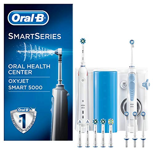 Oral-B 5000 Oxyjet Smart Oral Center Spazzolino Elettrico e Idropulsore Oxyjet, con 4 Testine, 6 Testine di Ricambio