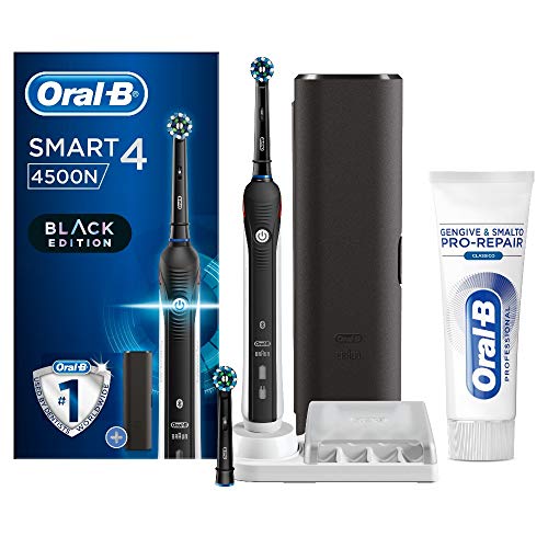 Oral-B Smart 4 4500 CrossAction Spazzolino Elettrico e Dentifricio Gengive e Smalto Pro-Repair Classico, la Scelta dei Dentisti
