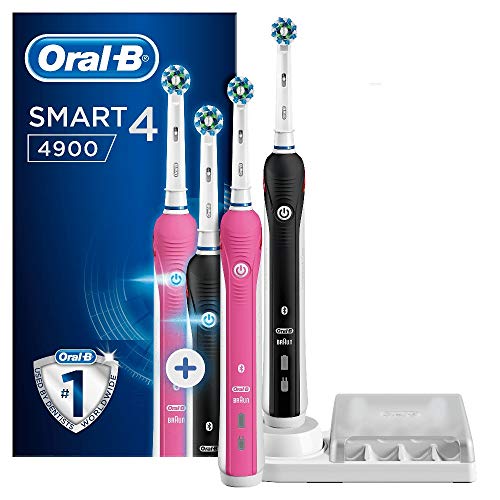 Oral-B Smart 4 4900 Spazzolino Elettrico Ricaricabile, Rosa e Nero Connesso con Bluetooth, 2 Testine di Ricambio