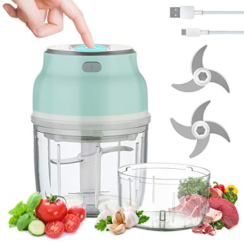 Mini Tritatutto Elettrico Portatile USB Per Aglio E Carne, 280 Ml, Blu, Ricaricabile, Trita Cipolle E Verdure