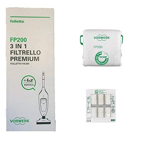 Vorwerk FP200 Folletto, 3 in 1 Filtrello Premium, un pacco con 6 pezzi
