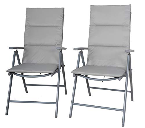 Chicreat C014 sedie pieghevoli da campeggio imbottite, set da 2, colore argento/grigio, 0