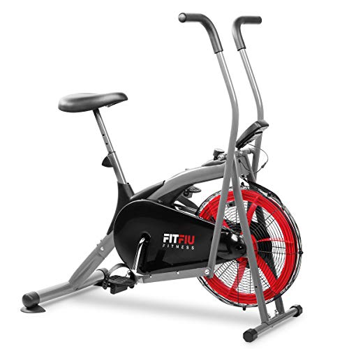 FITFIU Fitness BELI-150 Bicicletta Ellittica con Resistenza All'Aria, Sella Regolabile e Schermo Lcd Multifunzione, Macchina per il Fitness per L'Allenamento di Resistenza e Cardio
