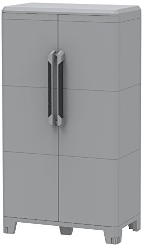 Terry 1 Armadio Multifunzionale Alto, da Esterno Interno, Due Ante, grigio, 78 x 43.6 x 143 cm