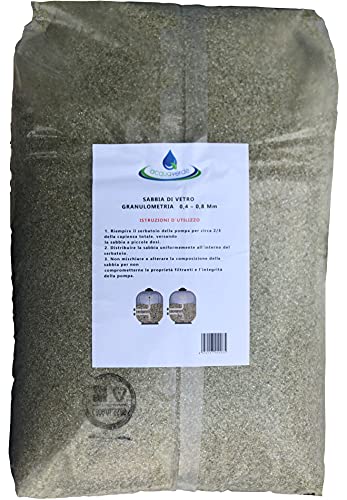 acquaverde Sabbia di Vetro Filtrante 25 kg Granulometria 0,4-0,8 Vetro Attivo Compatibile per Pompe Filtro Intex Bestway