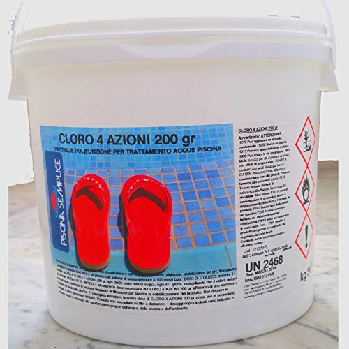Lapi - 10 Kg Cloro 4 Azioni nuovo prodotto 2014 ex Tripla Azione In Pastiglie 200 Gr. Alghicida Clorante Stabilizzante e flocculante A LENTA Dissoluzione.