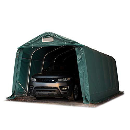 TOOLPORT Tenda Garage 3,3 x 6,0m Tenda per Il Bestiame Tenda Capannone in PVC ca. 550 g/m² e Stabile Costruzione in Acciaio Verde