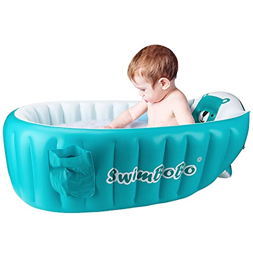 Vasca da bagno gonfiabile portatile pieghevole da viaggio mini piscina aiuta i neonati a bambino vasca (blu)