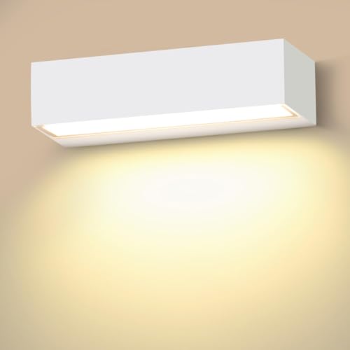 Cwycfw 18W Applique da Parete Interno/Esterno Bianco 30Cm Lampade da Parete 3000K Bianco Caldo Applique Esterno IP65 Impermeabile