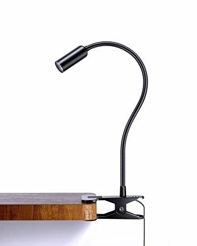 Hifree Lampada con Pinza in Alluminio, LED con Braccio Flessibile a 360°, Luce da Lettura con 10 Livelli di Luminosità, Lampada da Tavolo Regolabile per Lettura/Lavoro/Viaggi