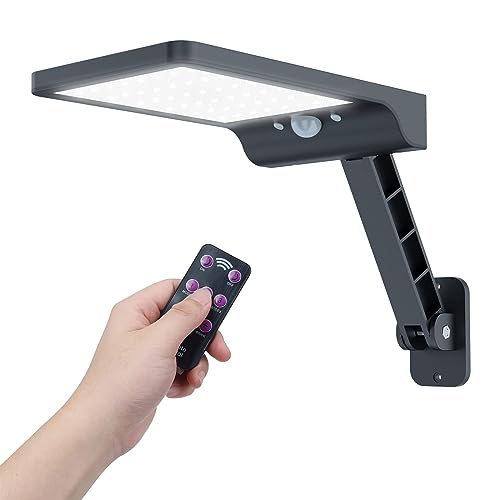 Luce Solare Led Esterno, COLBOR Faretto Solari Giardino con Sensore di Movimento 3 Modalità Regolabili IP65 Lampada Potenti Impermeabili con Telecomando, Faretto-Led-Luce-Esterno-Solare