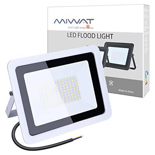 MIWATT Faretti a LED per esterni 100W luci a LED per esterni IP68 7200 lumen, Luce bianca fredda，parco, patio, giardino, garage