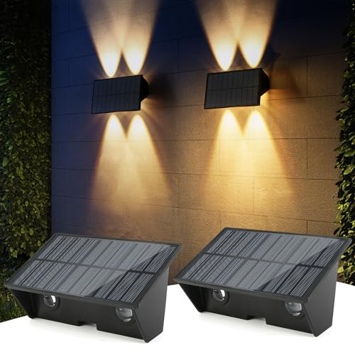 Weinsamkeit Lampada da parete a energia solare, Faro LED Esterno con Pannello Solare, per esterni, illuminazione a LED, impermeabile, per recinzioni impermeabili, per veranda, percorso, garage